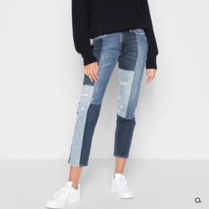 7 ForAllMankind High Waist Slim in Indigo Patches